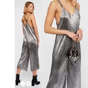 NEW BUKZEY Metallic Black w Silver Jumper Romper sz M